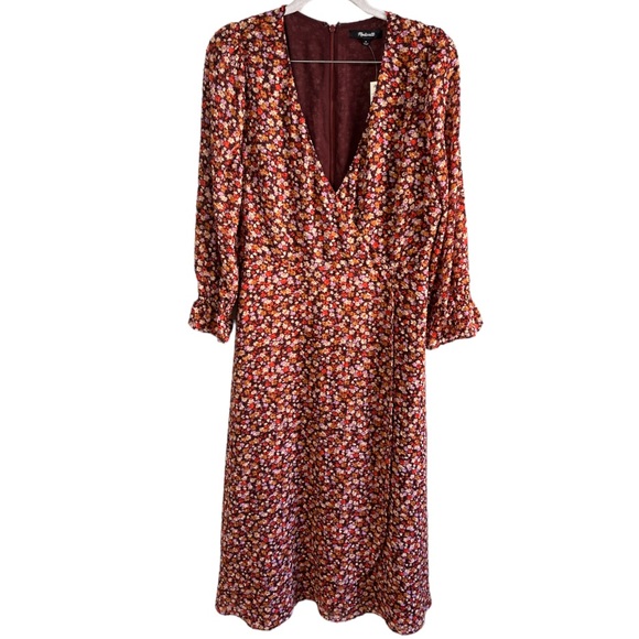 Madewell long-sleeve crossover floral midi dress 8 - Picture 6 of 15
